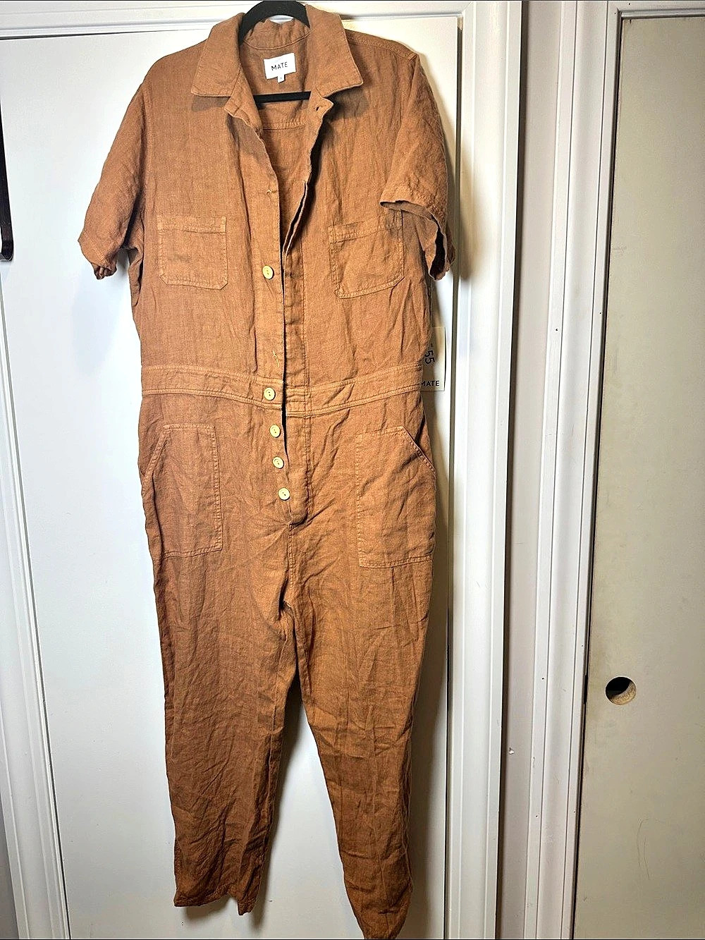 MATE Linen Utility Jumpsuit Brown Size 1X NWT (55)